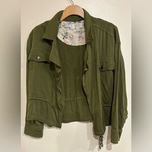 Frye & Co Green Lightweight Open Front Utility Style Jacket Size Medium Grunge